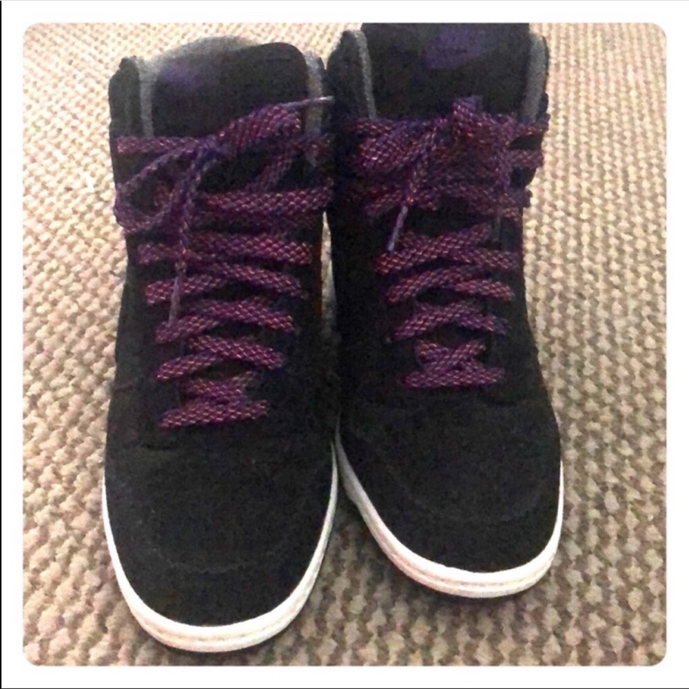 Suede black nike wedges